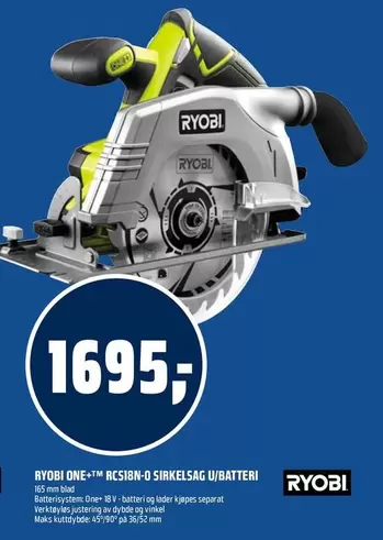 Ryobi - ONE+™ RCESIGN-O SIRKELSAG U/BATTERI