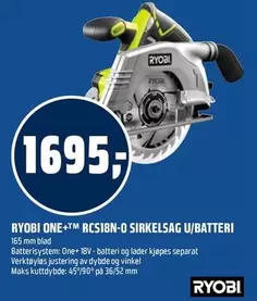 Ryobi - RYOBI ONE+™ RCS18N-O SIRKELSAG U/BATTERI