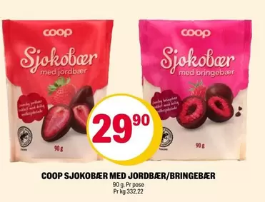 Sjokobaer med Jordbaer/Bringebaer