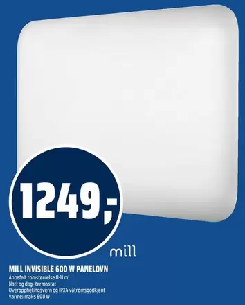Dag - MILL INVISIBLE 600 W PANELOVN