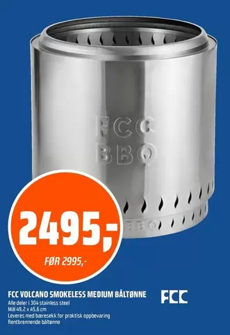 Bbo - VOLCANO SMOKELESS MEDIUM BÅLBINNE