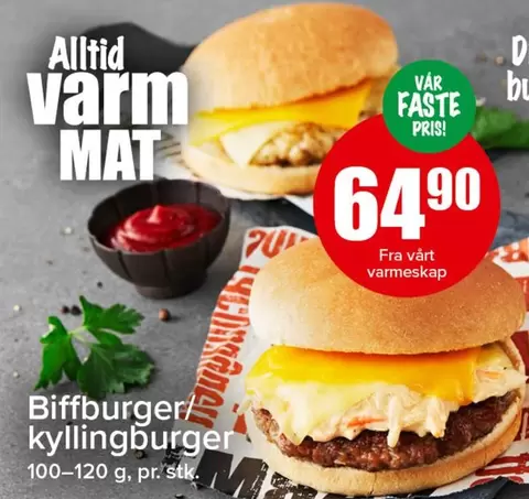 Mat - Biffburgers / Kyllingburgers