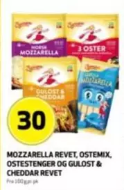 Mozzarella - MOZZARELLA REVET, OSTENMIX, OSTESTENGER OG GULOST & CHEDDAR REVET