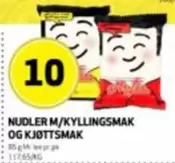 NUDLER M/KYLLINGSMAK OG KJØTTSMAK