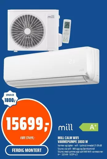 MILL CALM WIFI Varmepumpe 3000 W