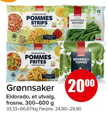Pommes Strips, Asparges-Bønner, Pommes Frites, Brokkoli-Topper