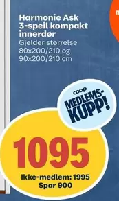 Harmonie Ask 3-speil kompakt innerdør