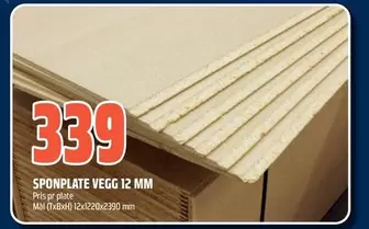 SPONPLATE VEGG 12 MM