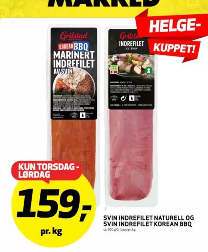 SVIN INDREFIIET NATURELL OG SVIN INDREFIIET KOREAN BBQ