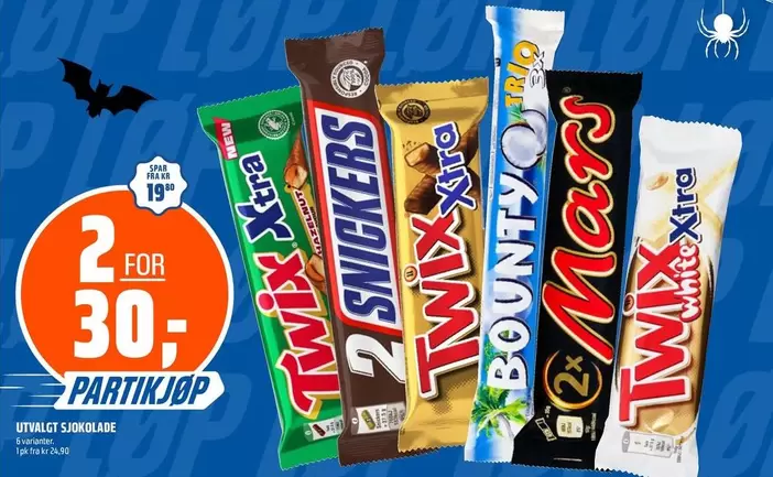 White - Mars, Snickers, Twix, Bounty
