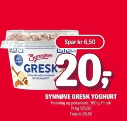 GRÆSK YOGHURT Honning og pecannøtt