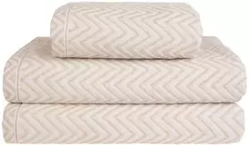 Marna hamp zigzag håndkle beige