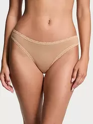 Lace-Trim Cotton High-Leg Brief Panty