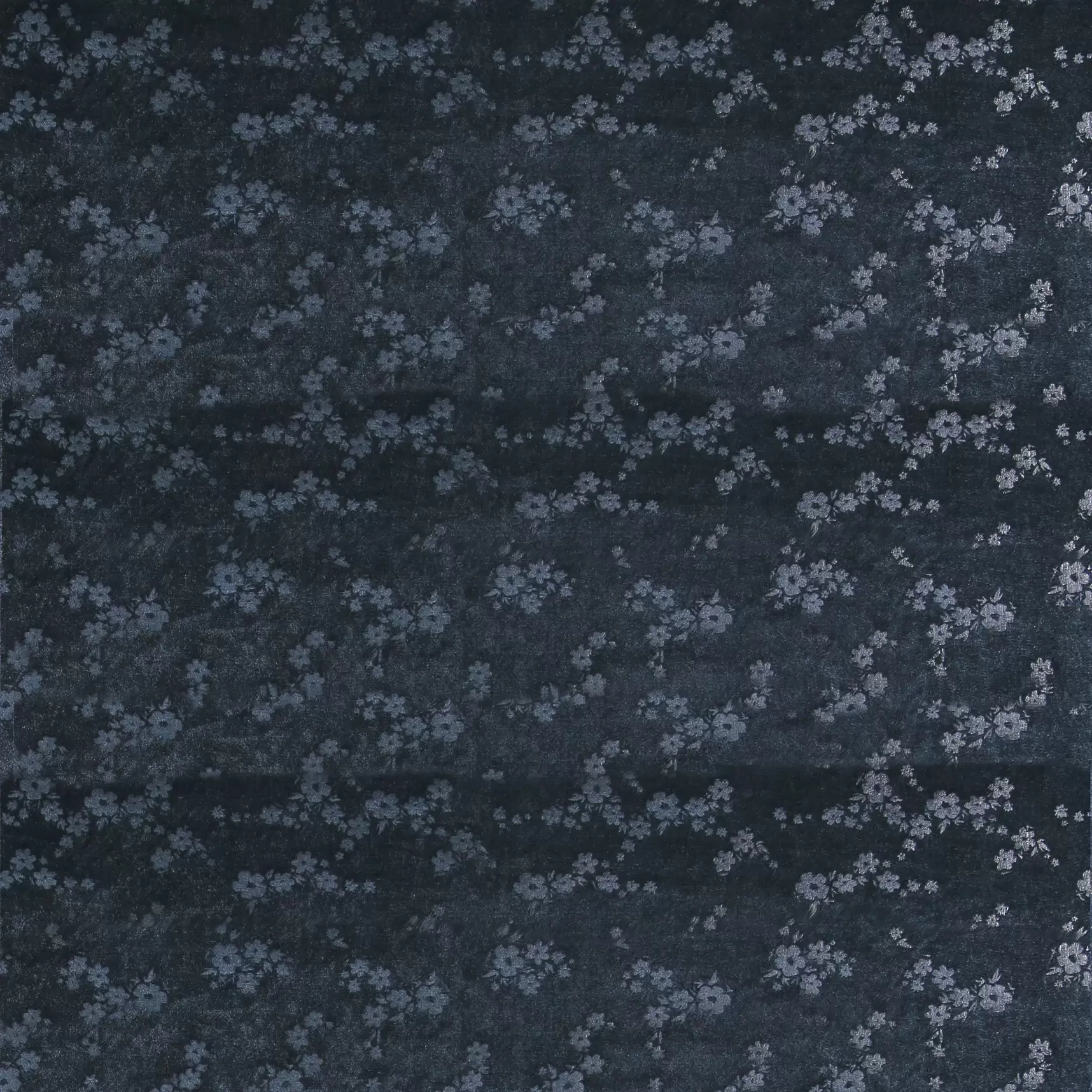 Velour marine m præget blomster mønster