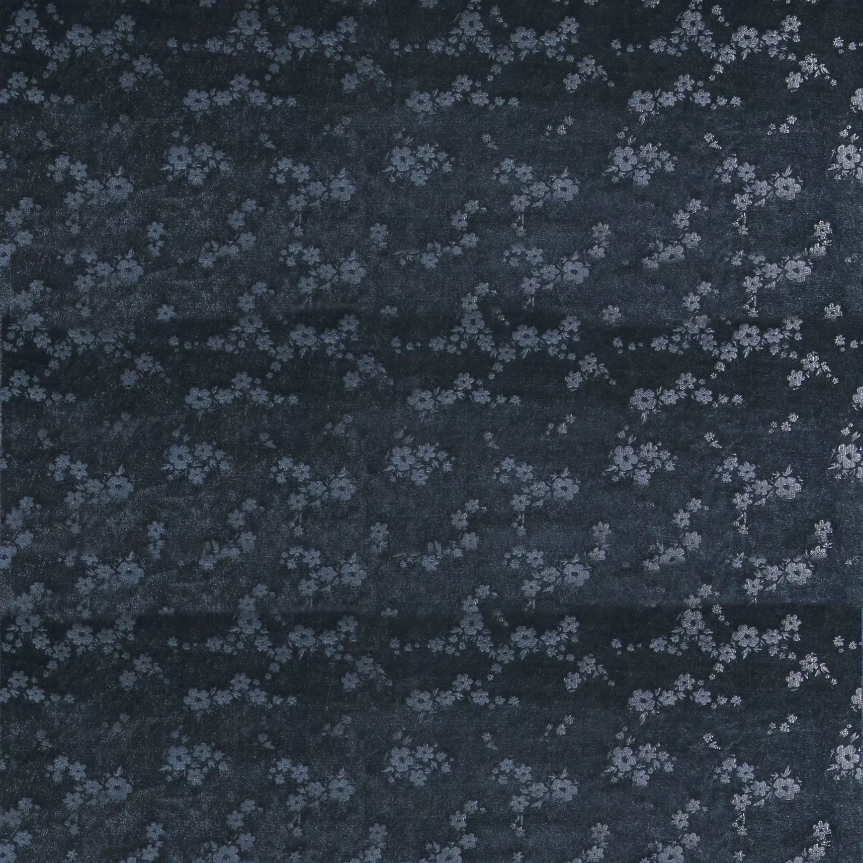Velour marine m præget blomster mønster