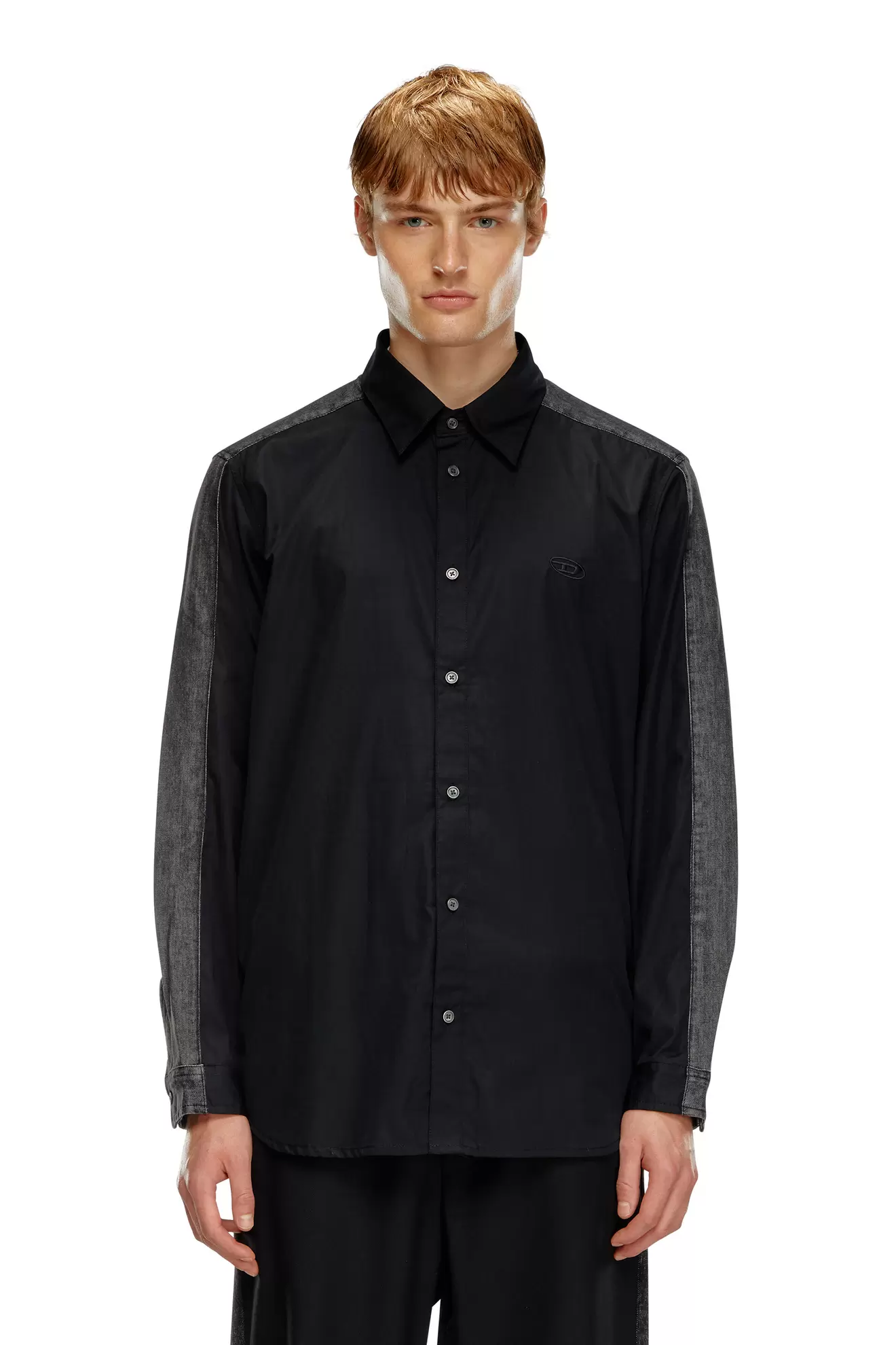 Shirt in cotton poplin and denim