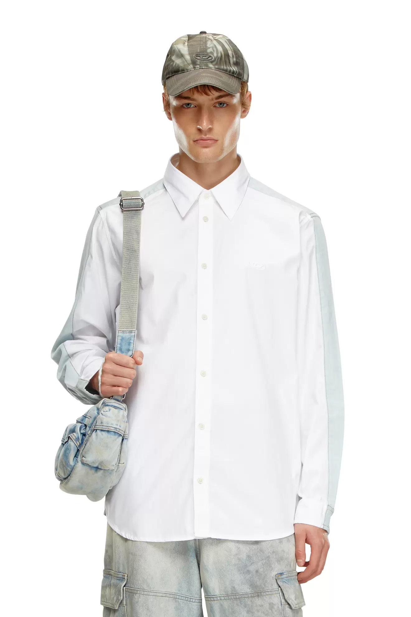 Shirt in cotton poplin and denim