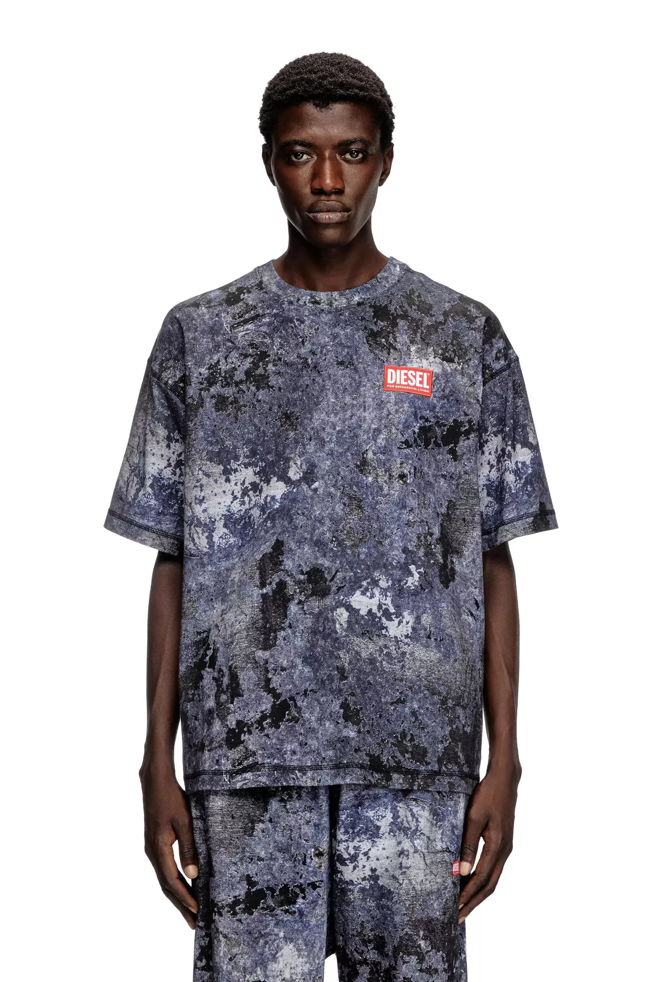 Marble-effect burnout T-shirt