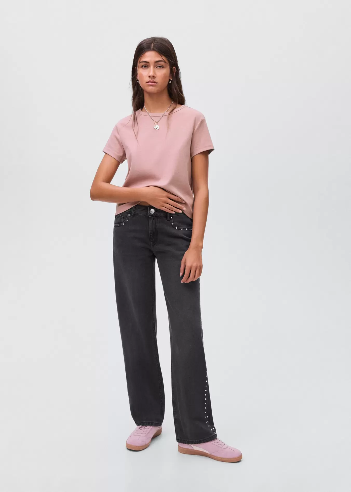 Jeans straight med nagler