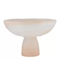 Mamor serveringsskål på fot 21x14 cm beige