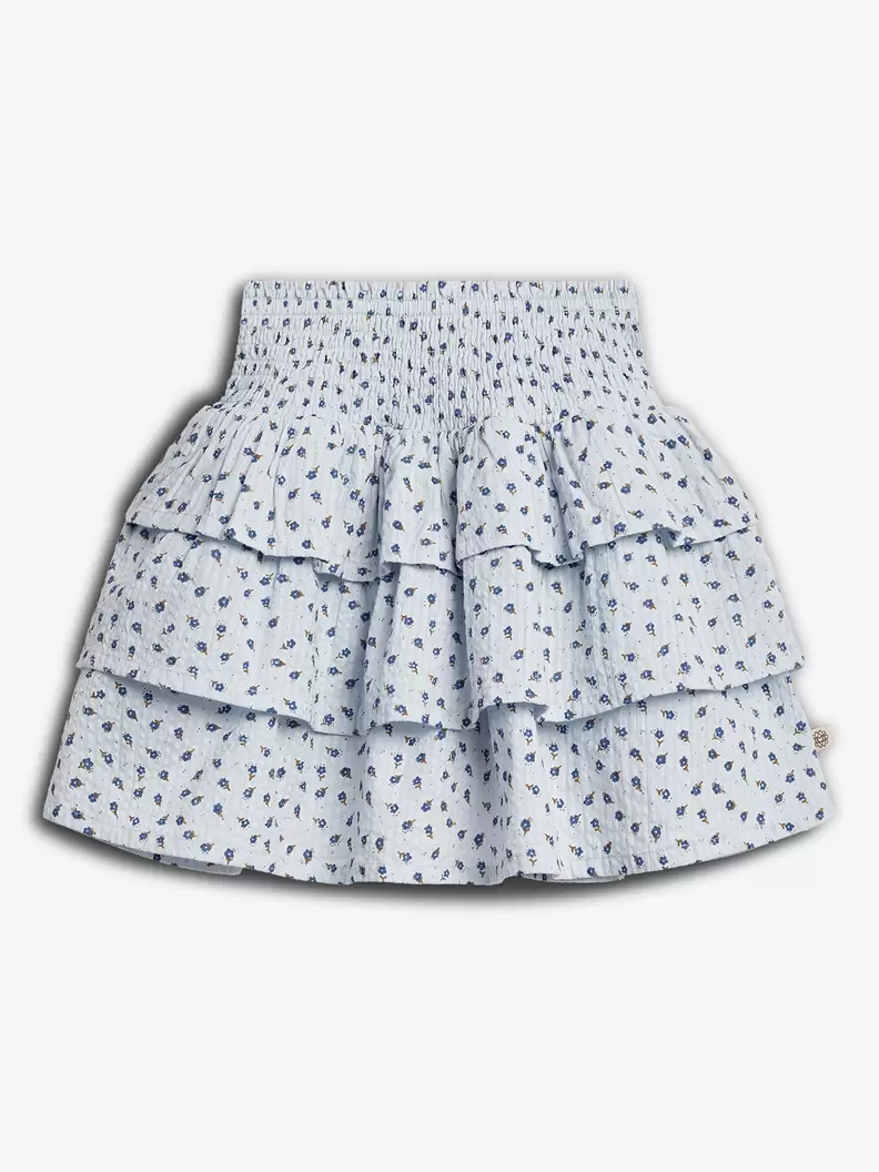 Flower Print Ruffle Skirt Blue Flower