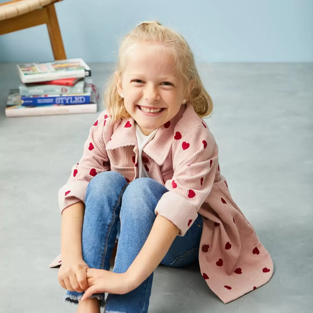 Fløjl 8 wales lys sienna rose m hjerter