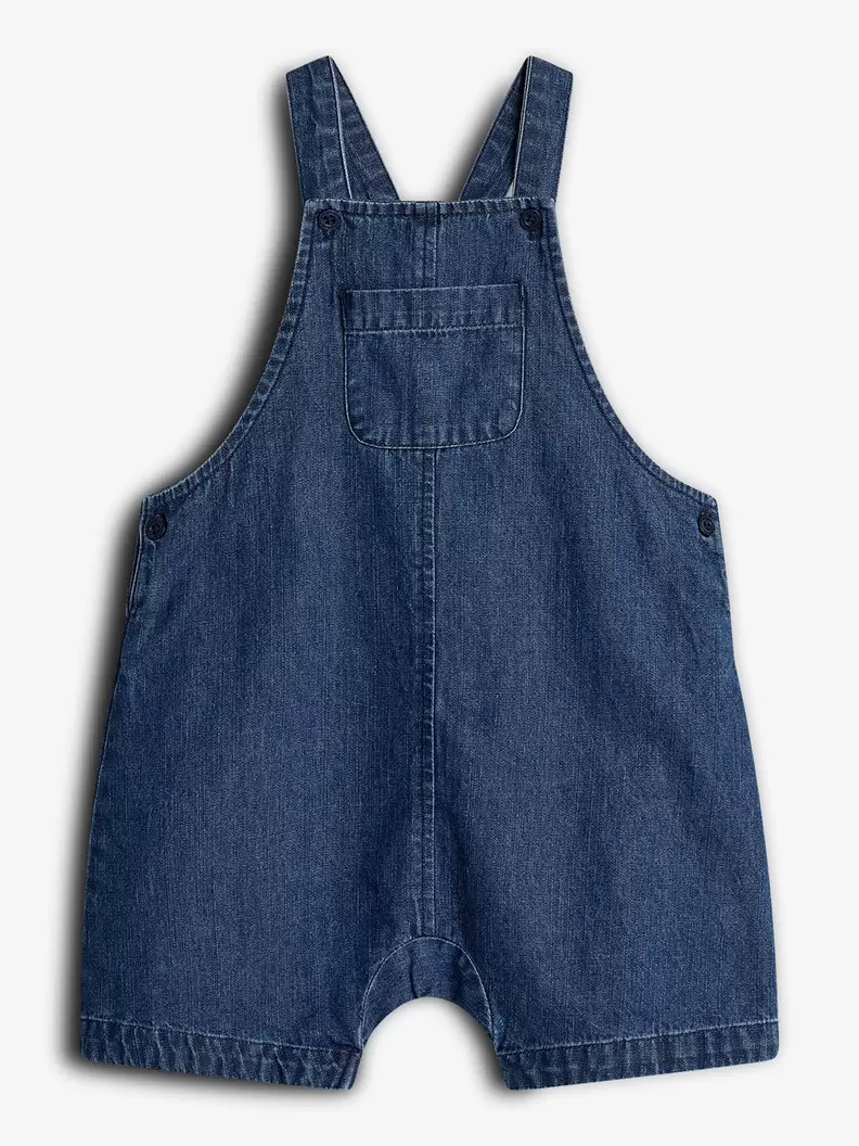 Denim Overall Shorts Dark Blue Denim