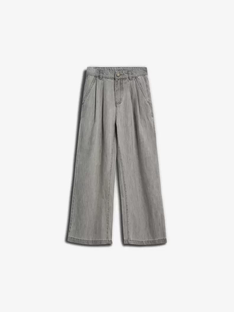Wide-leg Soft Denim Trousers Grey Denim