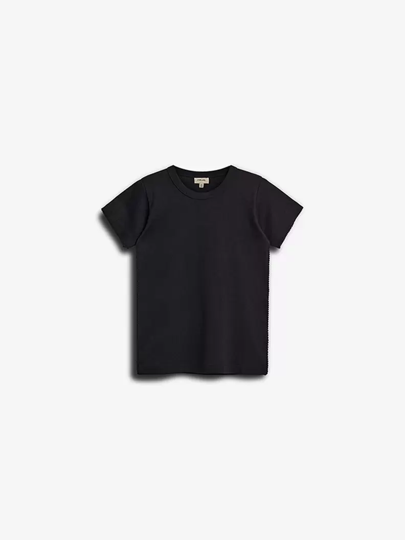 Fitted T-Shirt w. Picot stitch Black