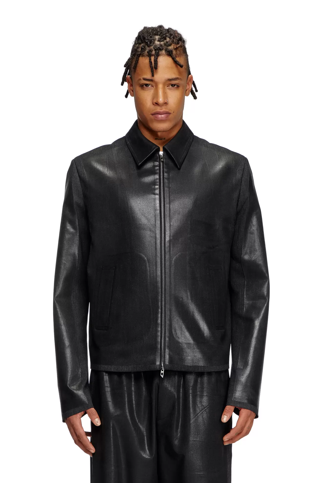 Coach jacket in coated Cool Wool