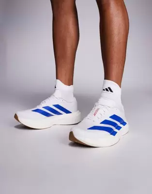 Adidas Running Adizero EVO SL trainers in white and blue