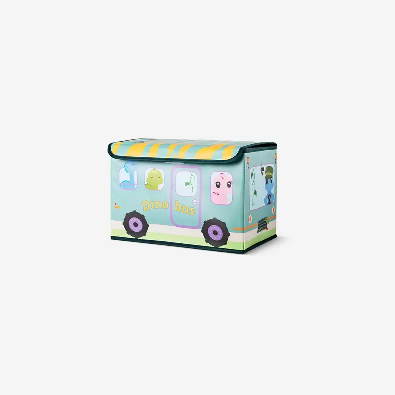Green collapsible storage box as school bus - 38 x 25 cm