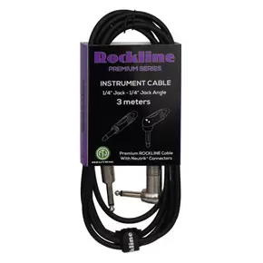Rockline premium vinklet instrumentkabel 3m JACK/JACK