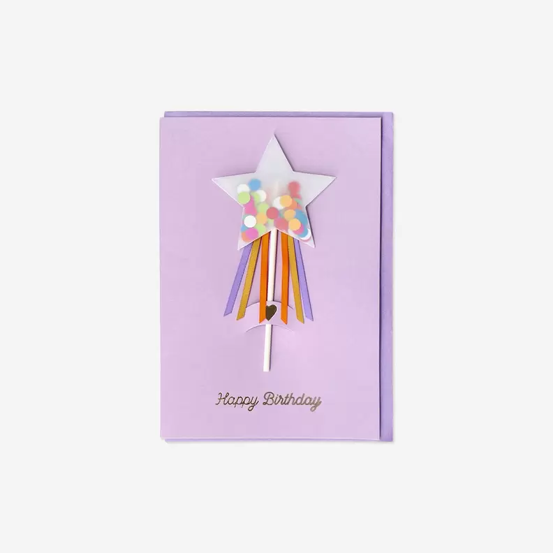 Birthday card with star wand