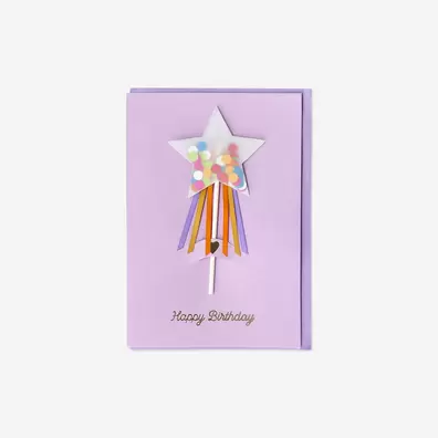 Birthday card with star wand