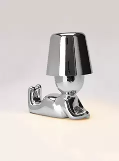 Happy bordlampe liggende oppladbar - krom