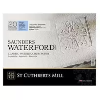Saunders Waterford High White hellimt akvarellblokk GF, CP – 41×31 cm, 20 ark, 300 g/m²