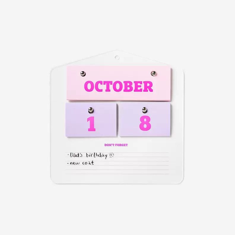 Perpetual acrylic wall calendar