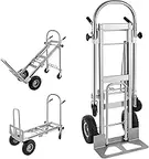 3in1 Aluminum Hand Truck,Convertible Hand Truck Dolly Large Size 1000 lb Capacity, Utility Cart Converts from Hand Truck to Platform Cart with 10" Hi Tech Rubber Wheels