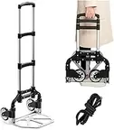 Folding Hand Truck Aluminum Portable Folding Hand Cart 180lbs Capacity Hand Cart and Dolly Ideal for Home, Auto, Office,Travel Use,Black