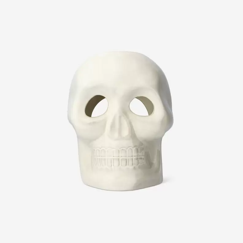 Ceramic skull LED candle holder - 17 cm