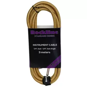 Rockline vinklet tweed instrumentkabel 3m JACK/JACK