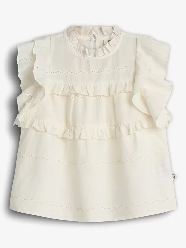 Sleeveless Frill Blouse Off White