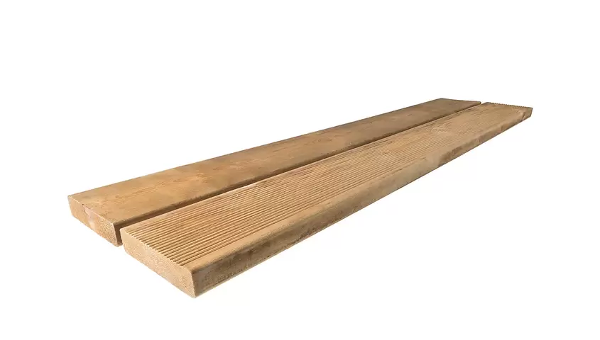 Terrassebord royalimpregnert natur furu rillet 28x120 mm