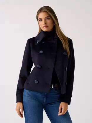 Wool-blend short coat