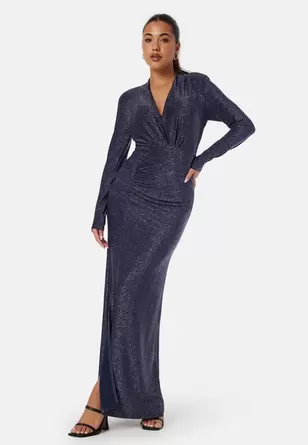 Sparkling Ruched Slit Gown      Sparkling Ruched Slit Gown