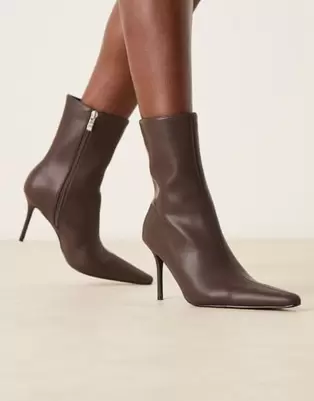 RAID Bronco stiletto heel high ankle boots in brown