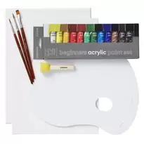 Beginners Acrylic Paint Kit, alt til nybegynneren som ønsker å begynne med akrylmaling