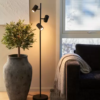 Noor II leselampe gulv 3lys 135cm sort