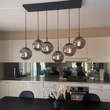 Ball taklampe rektangel 6lys 90cm smoke
